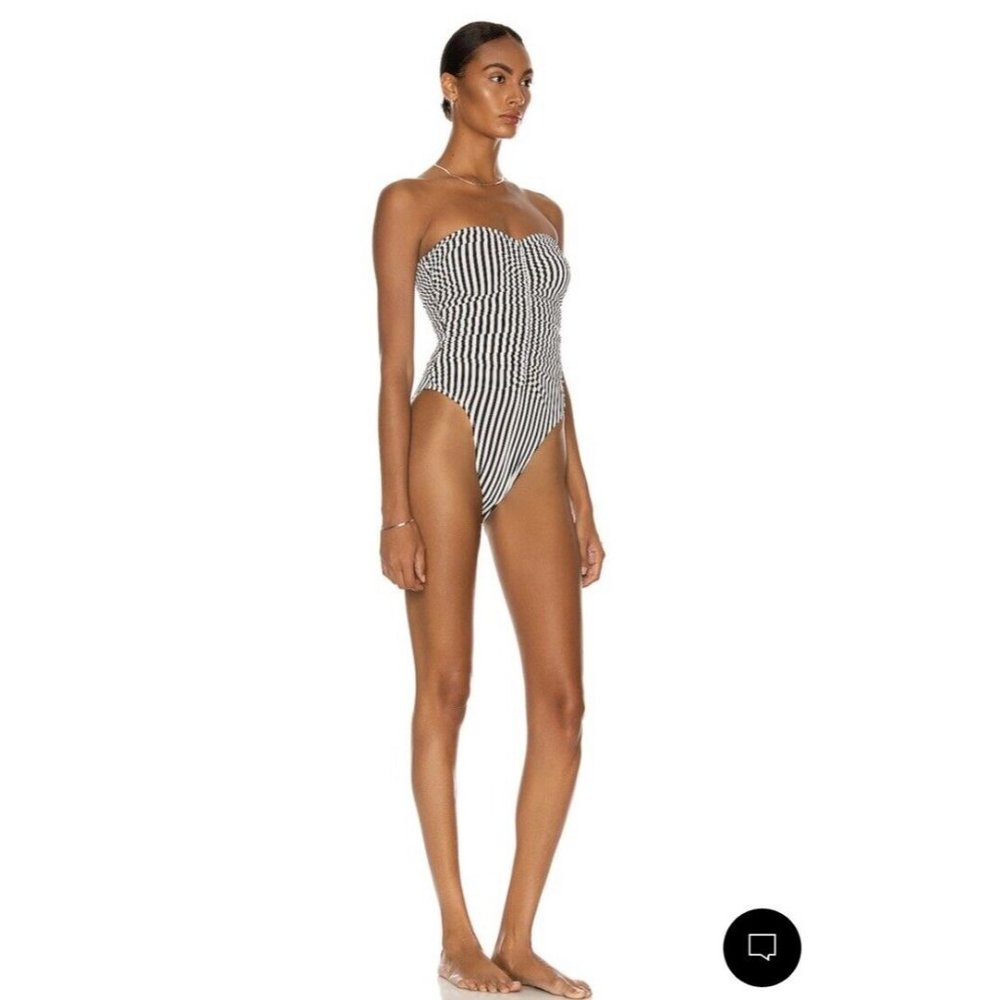 Norma Kamali Slinky Marissa One Piece Ivy & Black Stripe Swim - Picture 4 of 6